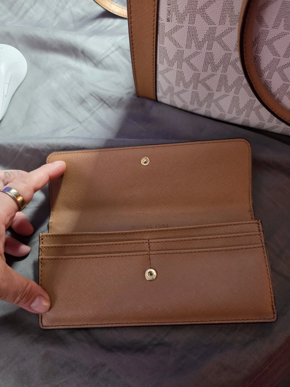 Michael Kors Dillon Satchel in the Vanilla and Acorn